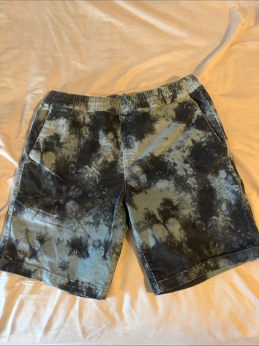 Volcom Men's Tie-Dye Black & Green Corduroy Shorts